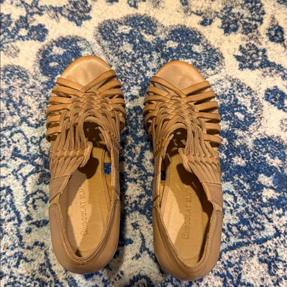 Chocolat Blu Brown Woven Flats